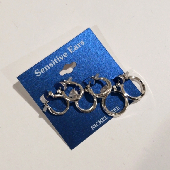 Elegant Set of 3 Silver-tone Hoop Design Earrings - Women's Fashion Jewelry - Picture 3 of 7